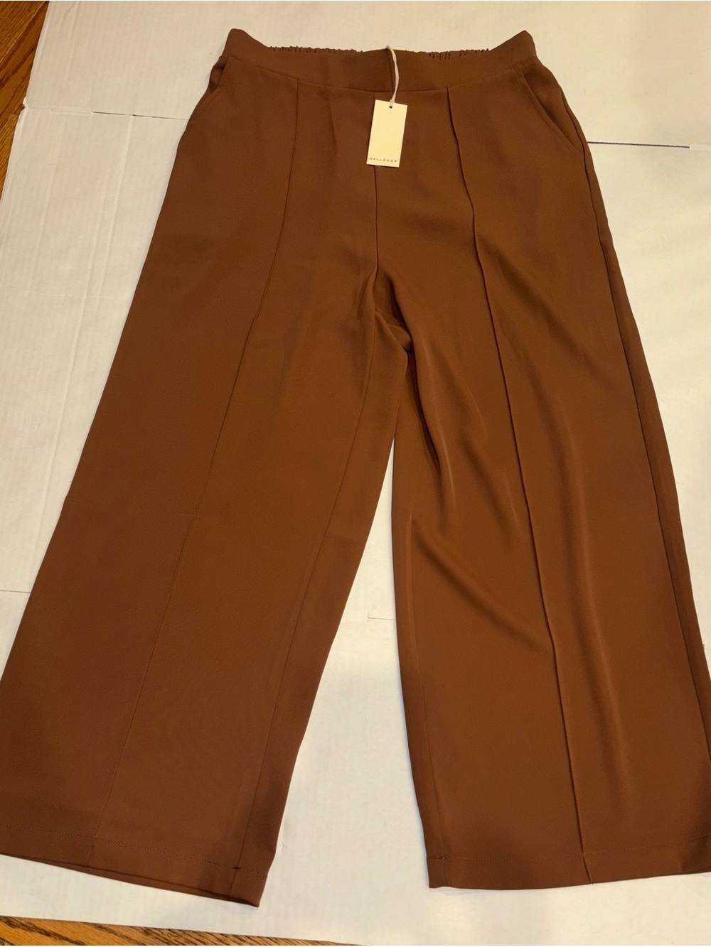MELLODAY Wide-Leg Pull-On Pants in Chestnut Brown